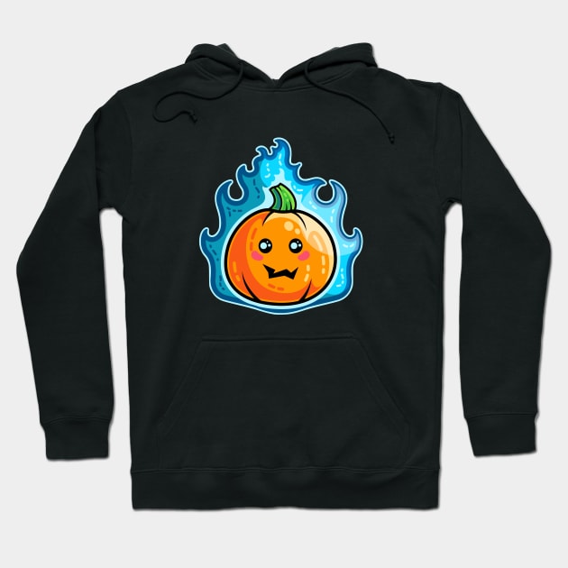 Kawaii Cute Flaming Pumpkin Hoodie by freeves